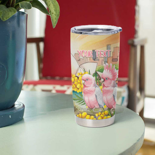 Personalised Pink Galah Australia Day Tumbler Cup Aussie Sydney Opera House Watercolor Stylized - Aussie Hoodie