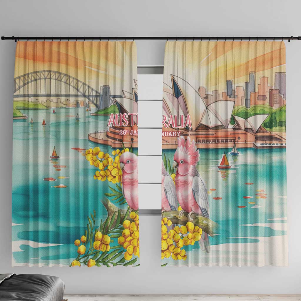 Pink Galah Australia Day Window Curtain Aussie Sydney Opera House Watercolor Stylized - Aussie Hoodie