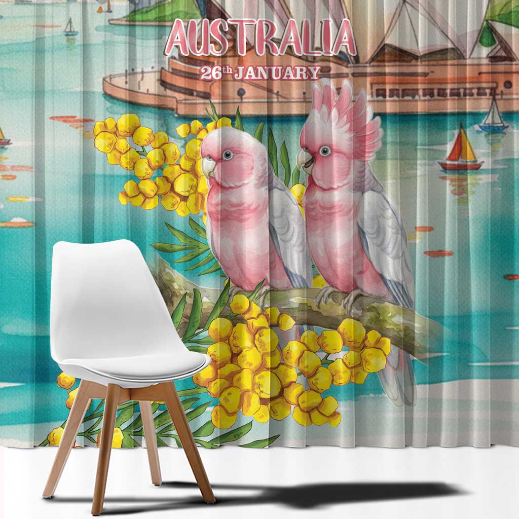 Pink Galah Australia Day Window Curtain Aussie Sydney Opera House Watercolor Stylized - Aussie Hoodie