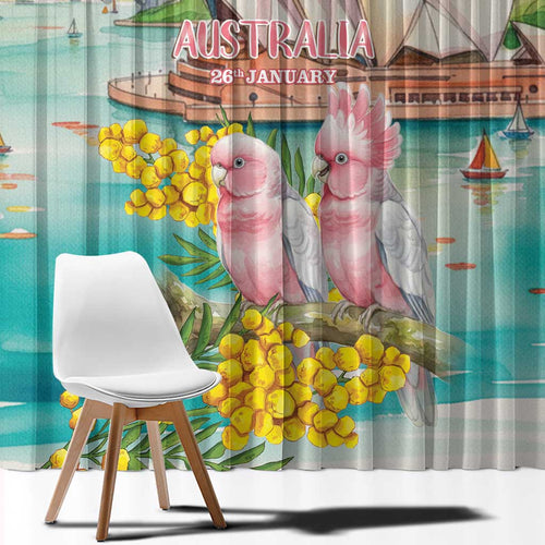Pink Galah Australia Day Window Curtain Aussie Sydney Opera House Watercolor Stylized - Aussie Hoodie