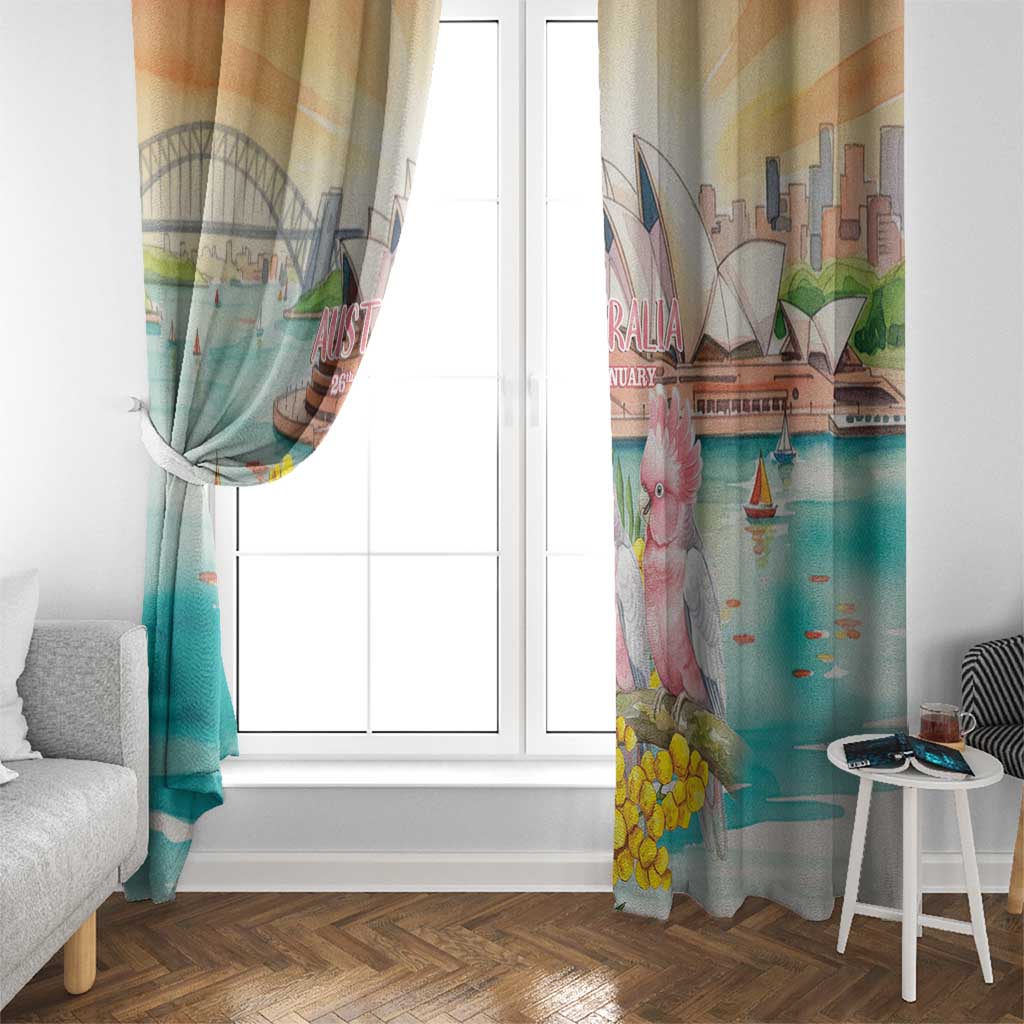 Pink Galah Australia Day Window Curtain Aussie Sydney Opera House Watercolor Stylized - Aussie Hoodie