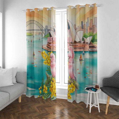 Pink Galah Australia Day Window Curtain Aussie Sydney Opera House Watercolor Stylized - Aussie Hoodie