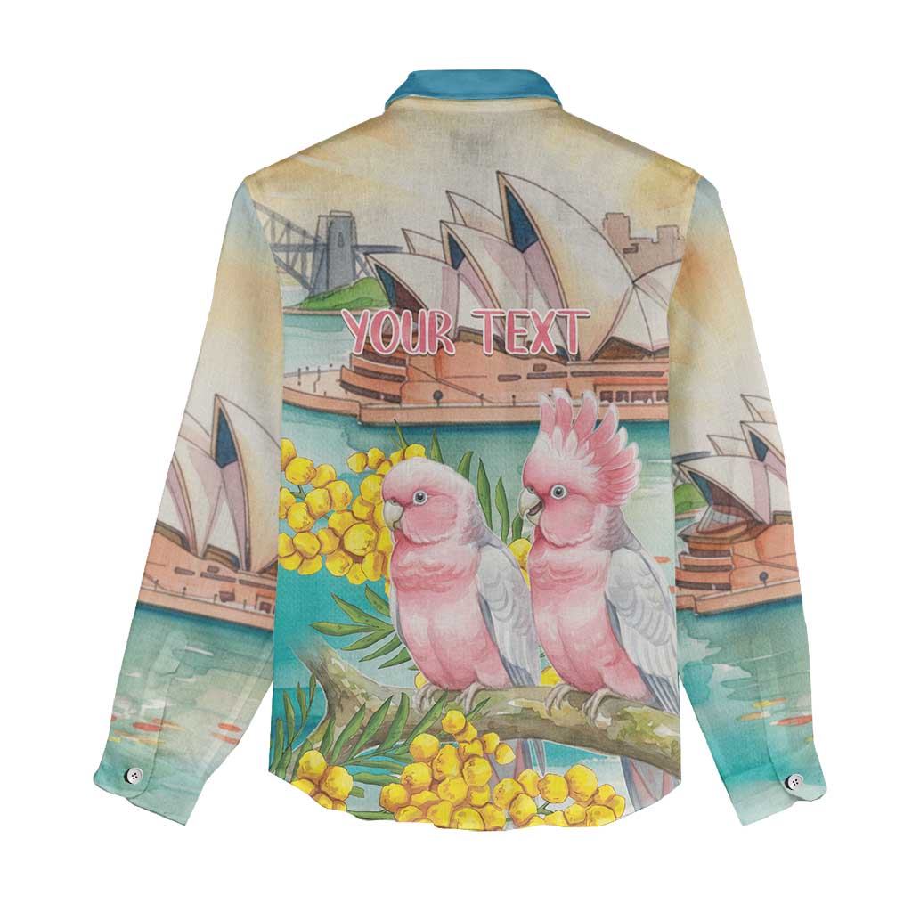 Personalised Pink Galah Australia Day Women Casual Shirt Aussie Sydney Opera House Watercolor Stylized - Aussie Hoodie