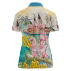 Personalised Pink Galah Australia Day Women Polo Shirt Aussie Sydney Opera House Watercolor Stylized - Aussie Hoodie