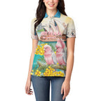 Personalised Pink Galah Australia Day Women Polo Shirt Aussie Sydney Opera House Watercolor Stylized - Aussie Hoodie