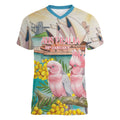 Personalised Pink Galah Australia Day Women V-Neck T-Shirt Aussie Sydney Opera House Watercolor Stylized - Aussie Hoodie