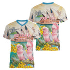 Personalised Pink Galah Australia Day Women V-Neck T-Shirt Aussie Sydney Opera House Watercolor Stylized - Aussie Hoodie