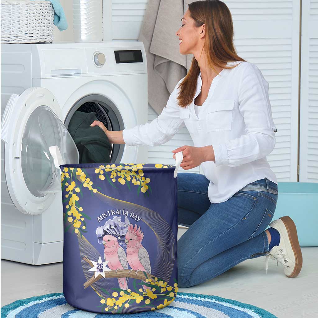 Pink Galah Australia Day Laundry Basket 26th January Golden Wattle Flag Color - Aussie Hoodie