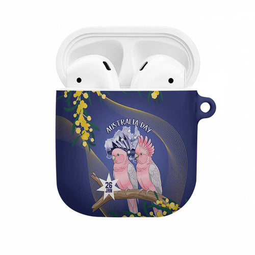 Pink Galah Australia Day AirPods Case 26th January Golden Wattle Flag Color - Aussie Hoodie