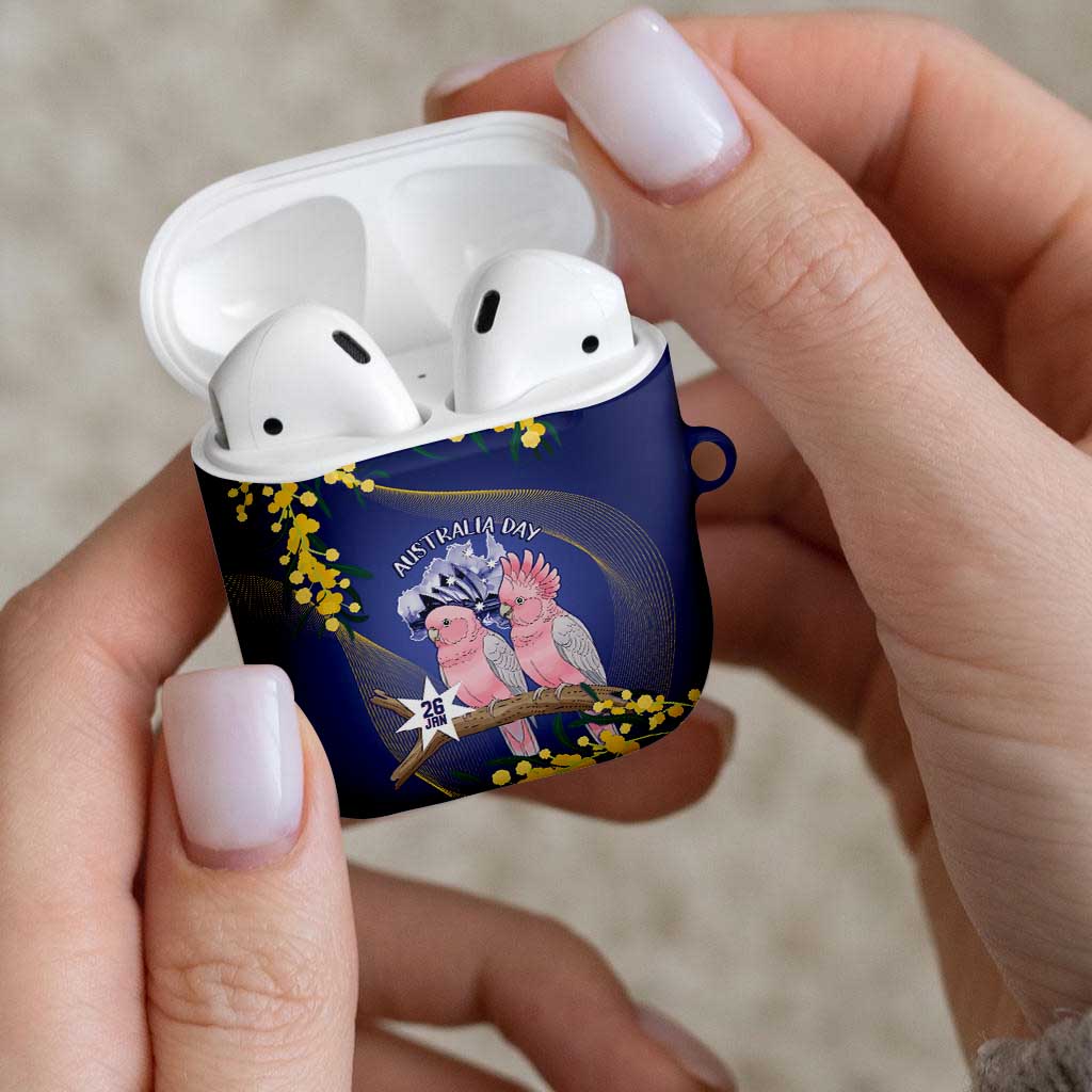 Pink Galah Australia Day AirPods Case 26th January Golden Wattle Flag Color - Aussie Hoodie