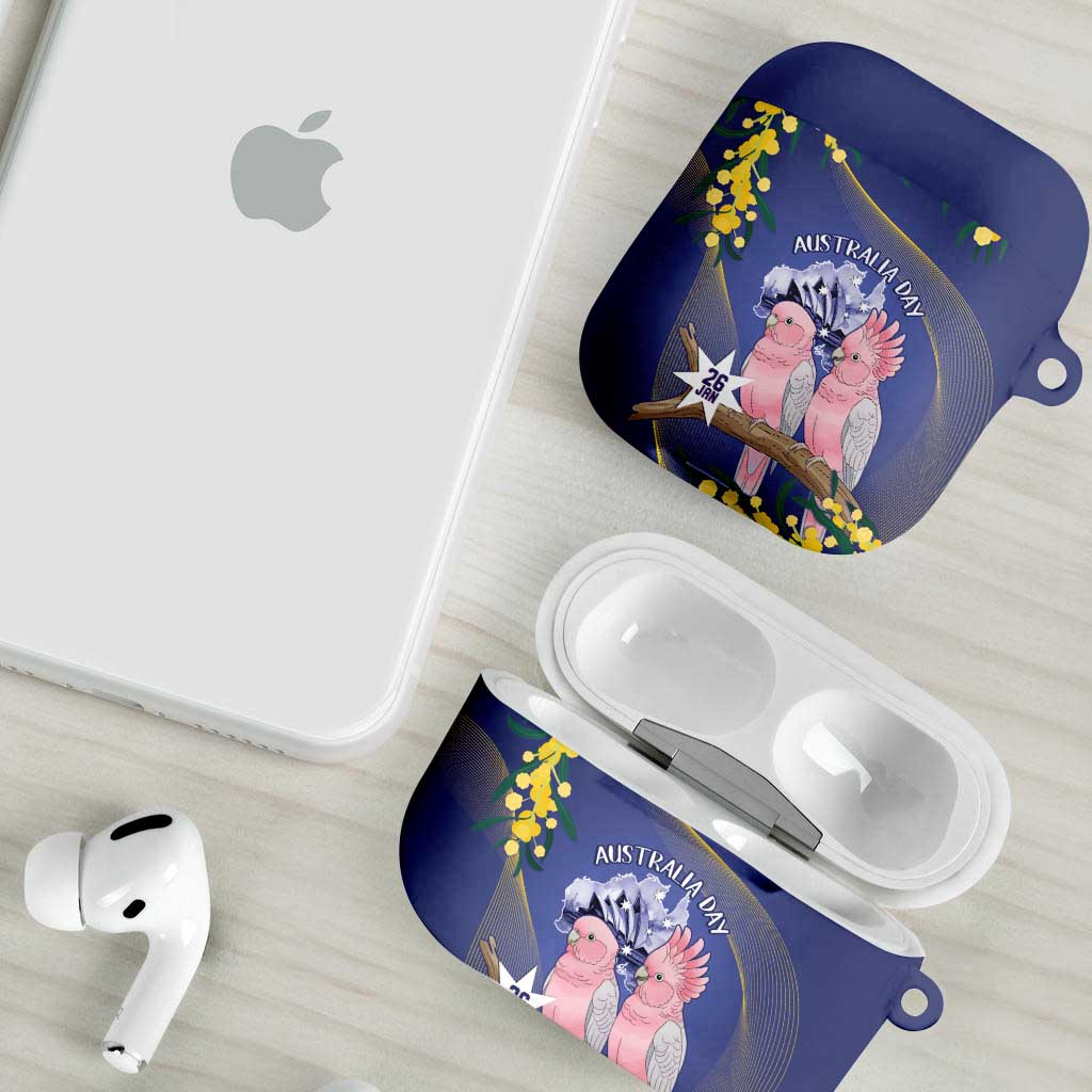 Pink Galah Australia Day AirPods Case 26th January Golden Wattle Flag Color - Aussie Hoodie