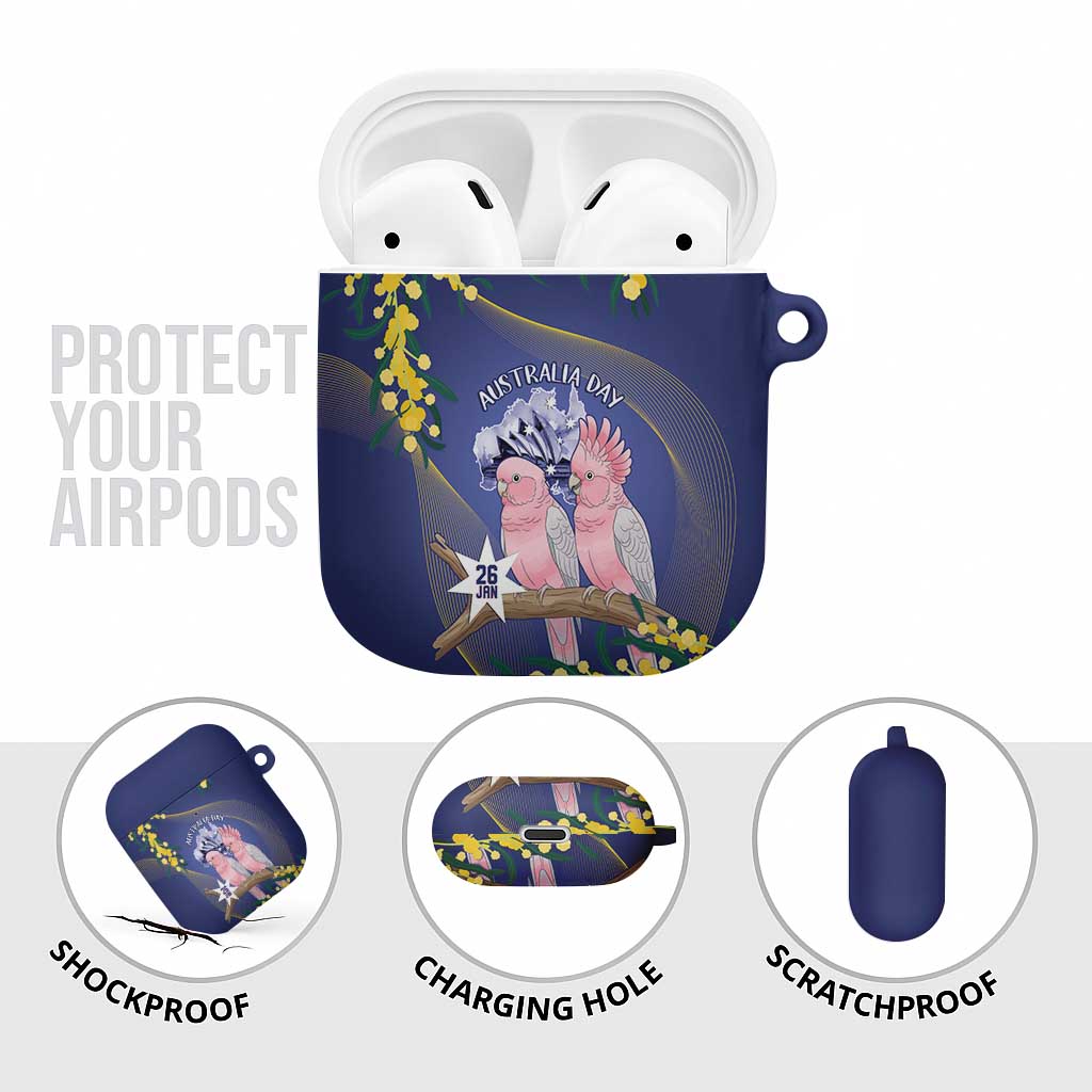 Pink Galah Australia Day AirPods Case 26th January Golden Wattle Flag Color - Aussie Hoodie