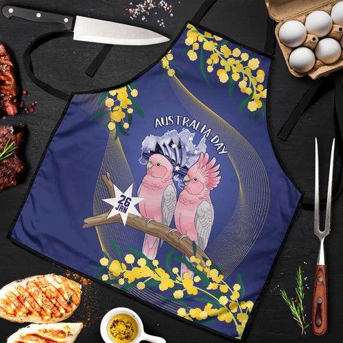 Pink Galah Australia Day Apron 26th January Golden Wattle Flag Color - Aussie Hoodie