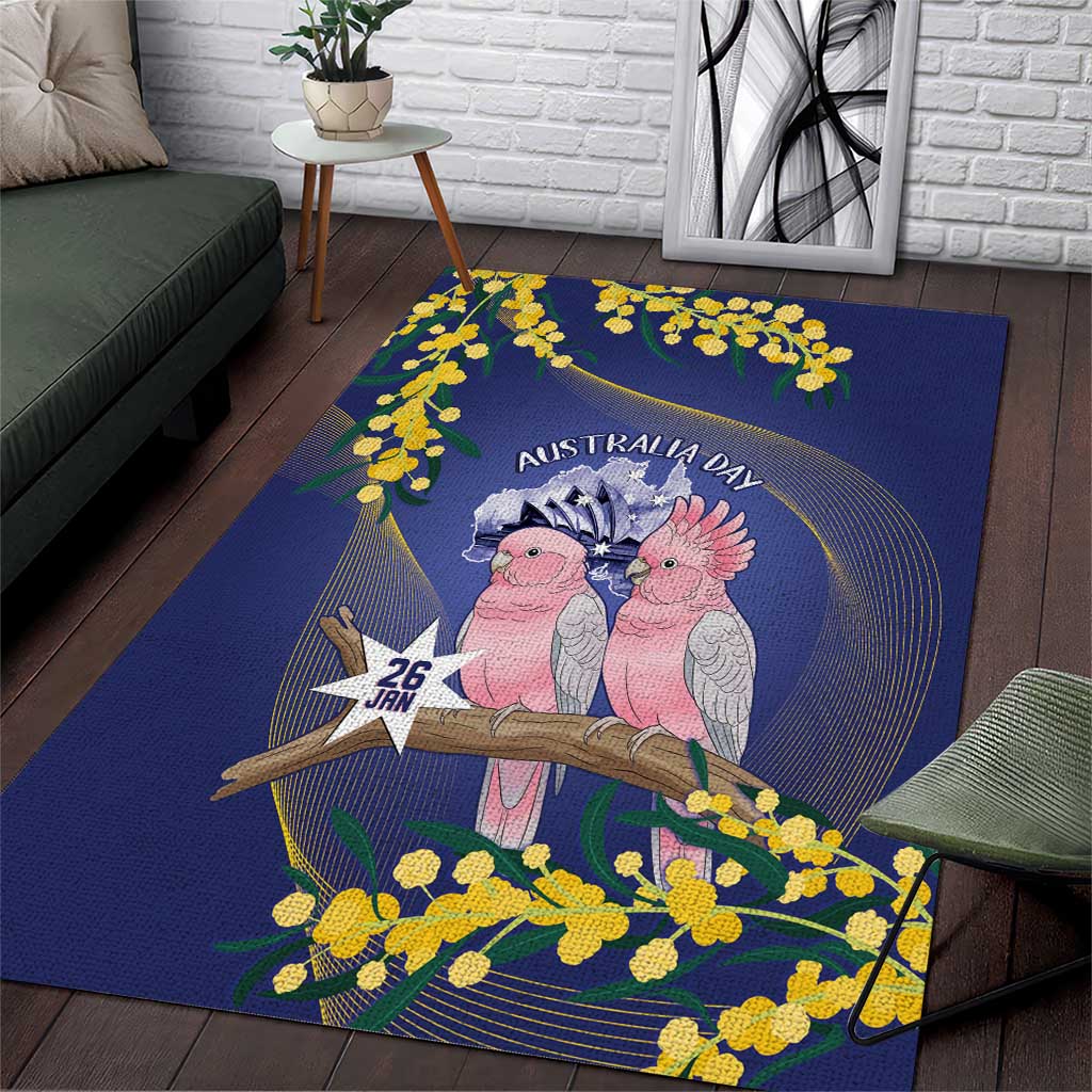 Pink Galah Australia Day Area Rug 26th January Golden Wattle Flag Color - Aussie Hoodie