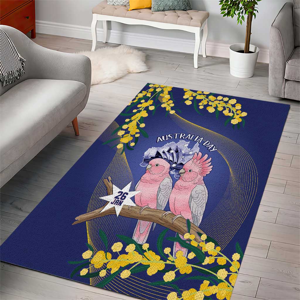 Pink Galah Australia Day Area Rug 26th January Golden Wattle Flag Color - Aussie Hoodie
