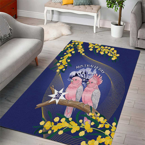 Pink Galah Australia Day Area Rug 26th January Golden Wattle Flag Color - Aussie Hoodie