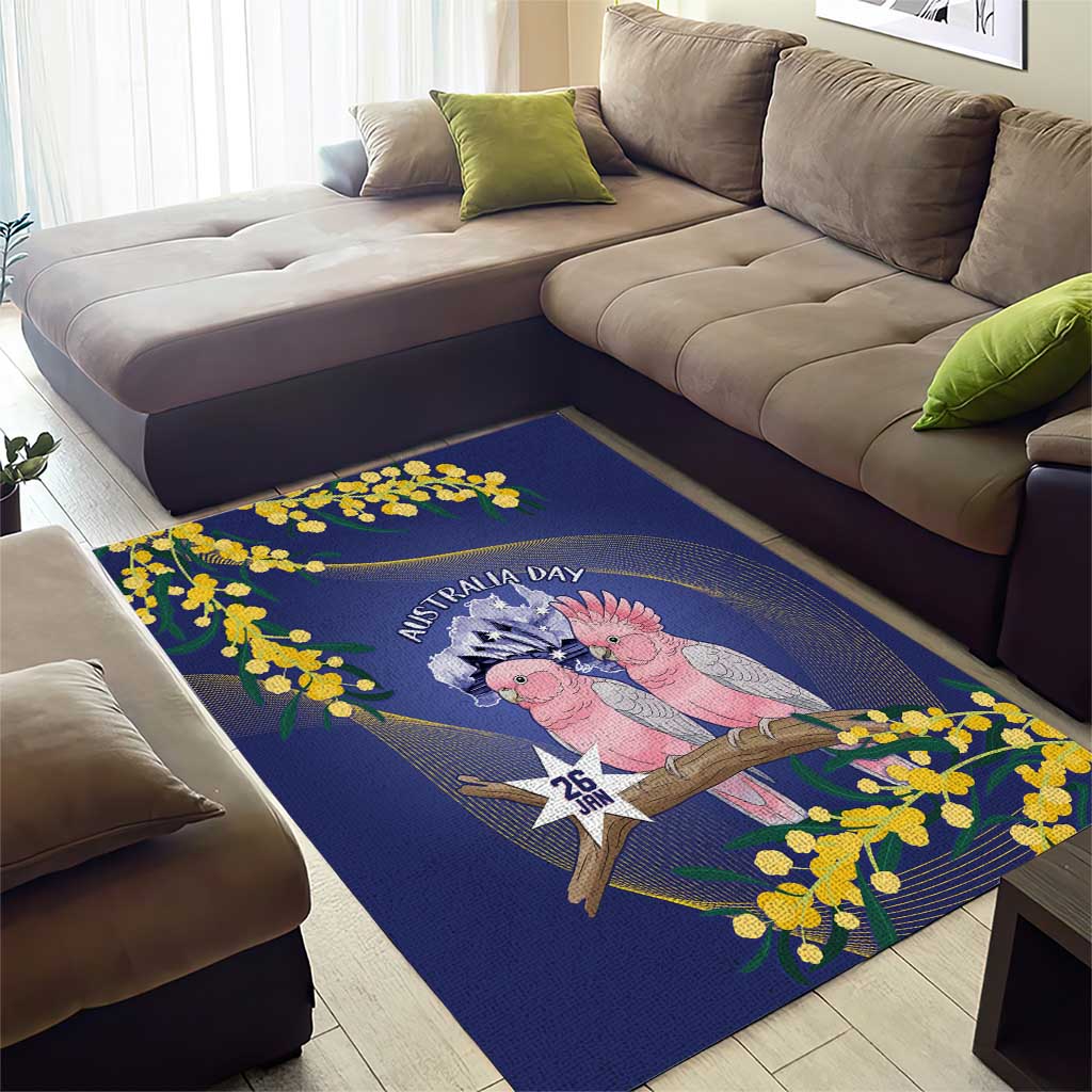 Pink Galah Australia Day Area Rug 26th January Golden Wattle Flag Color - Aussie Hoodie