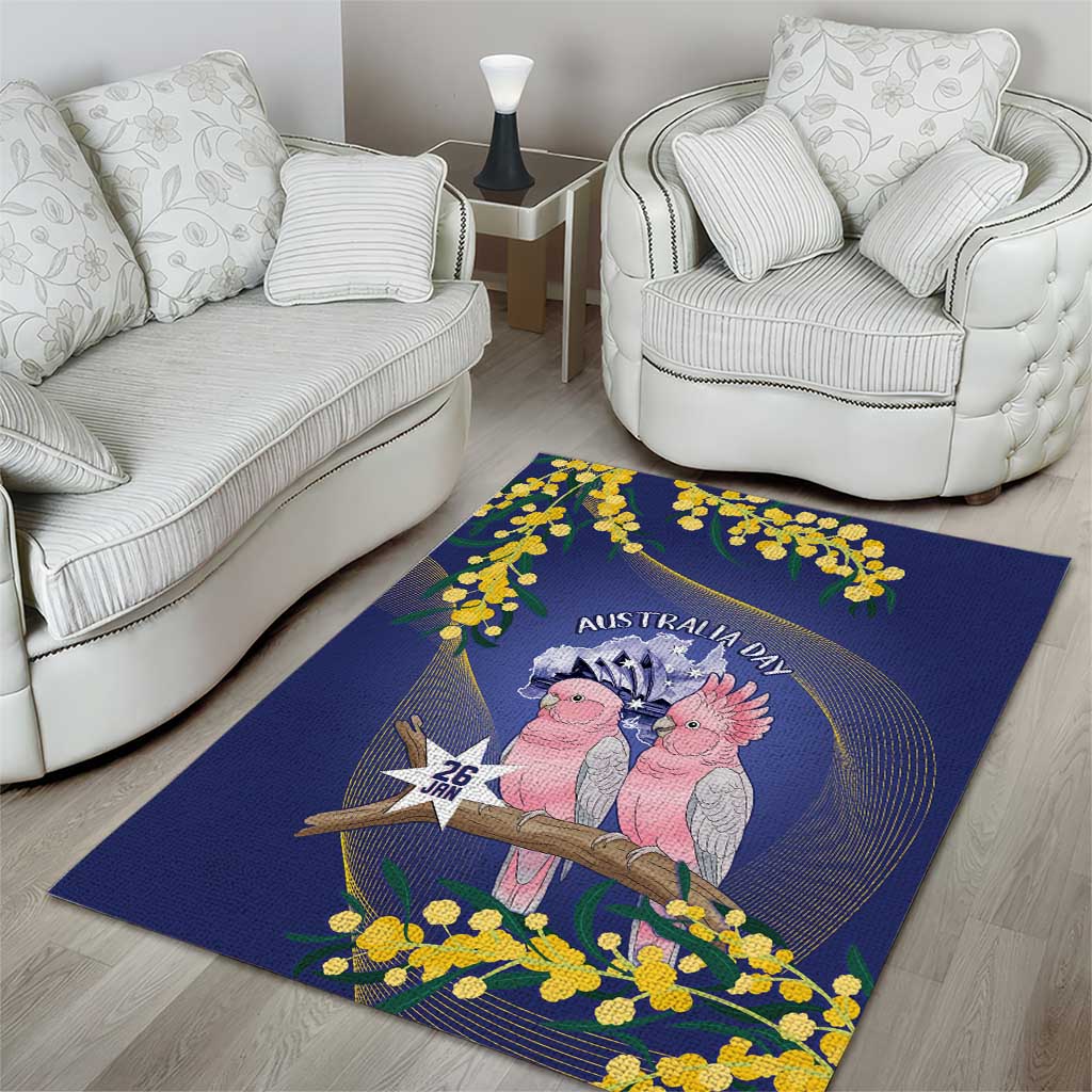 Pink Galah Australia Day Area Rug 26th January Golden Wattle Flag Color - Aussie Hoodie