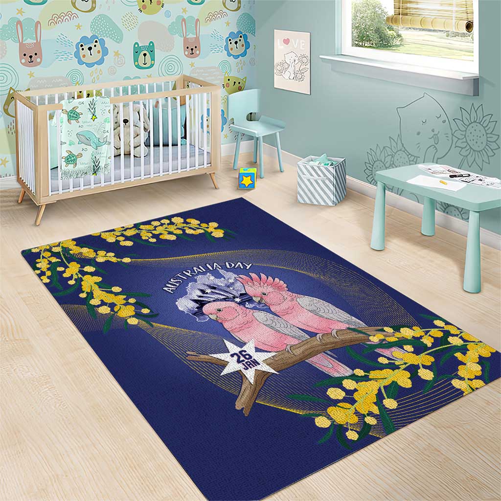 Pink Galah Australia Day Area Rug 26th January Golden Wattle Flag Color - Aussie Hoodie