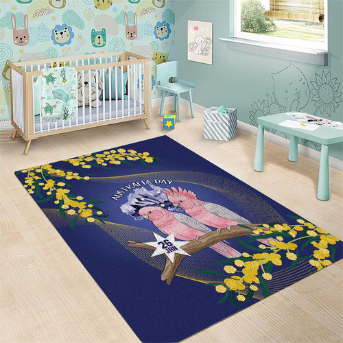 Pink Galah Australia Day Area Rug 26th January Golden Wattle Flag Color - Aussie Hoodie