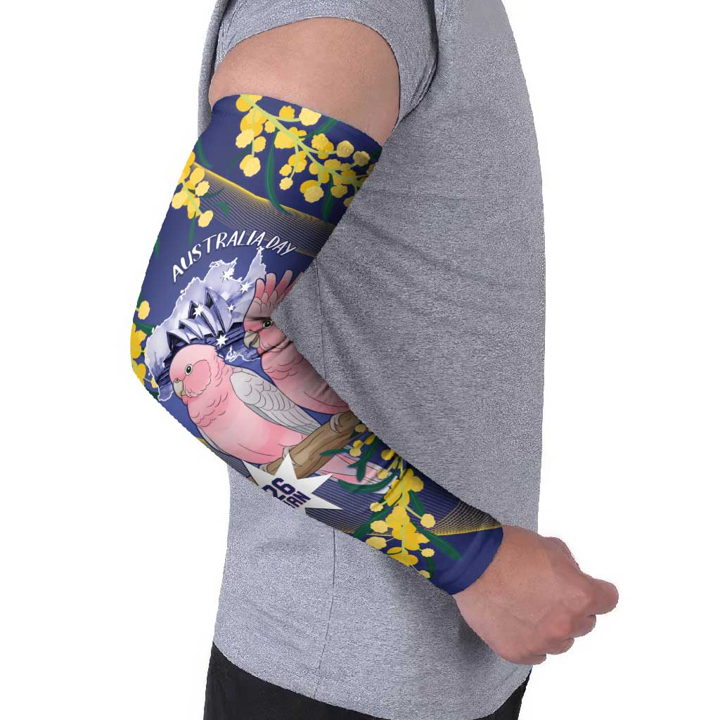 Personalised Pink Galah Australia Day Arm Sleeves 26th January Golden Wattle Flag Color - Aussie Hoodie