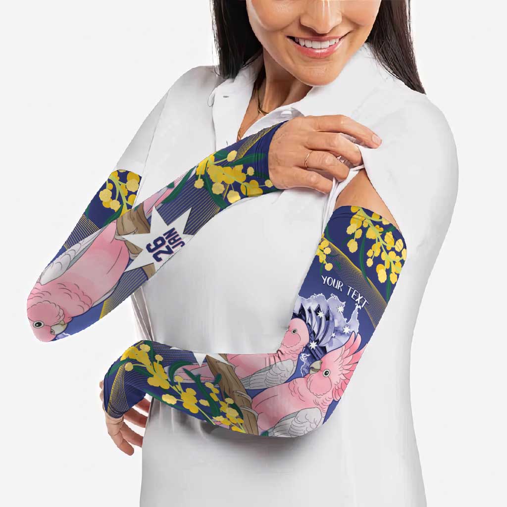 Personalised Pink Galah Australia Day Arm Sleeves 26th January Golden Wattle Flag Color - Aussie Hoodie