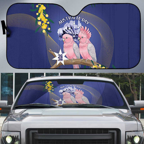 Pink Galah Australia Day Auto Sun Shade 26th January Golden Wattle Flag Color - Aussie Hoodie