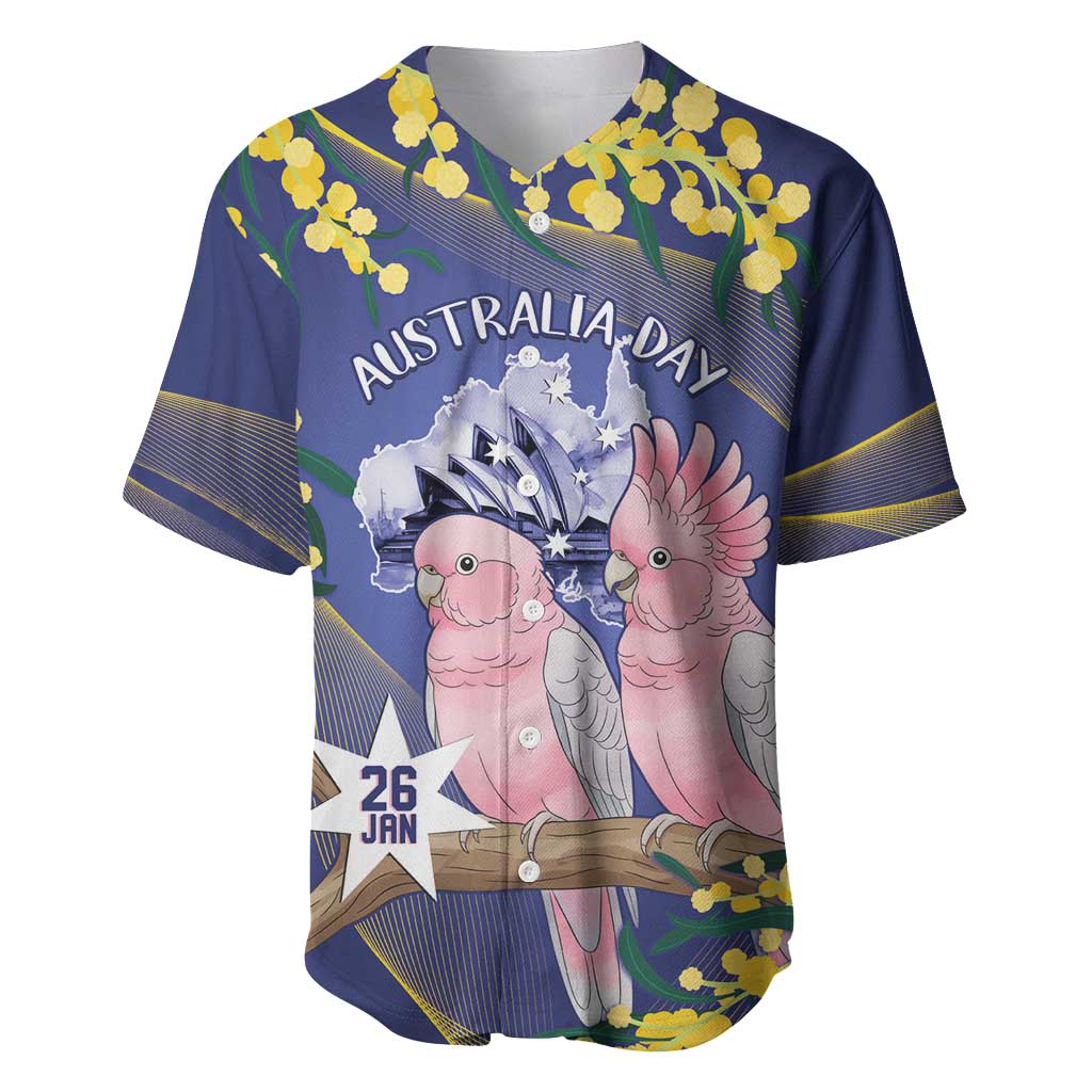 Personalised Pink Galah Australia Day Baseball Jersey 26th January Golden Wattle Flag Color - Aussie Hoodie