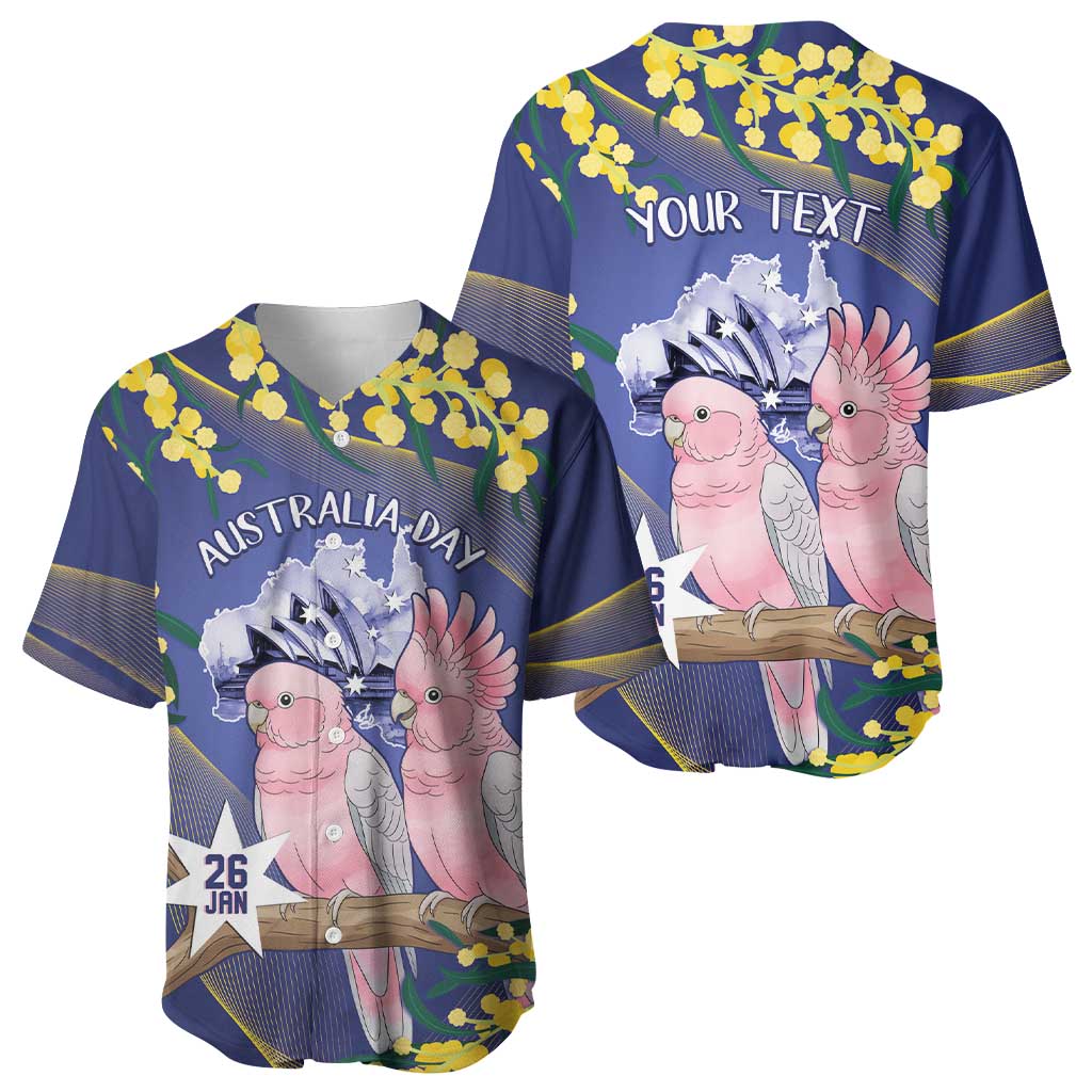 Personalised Pink Galah Australia Day Baseball Jersey 26th January Golden Wattle Flag Color - Aussie Hoodie
