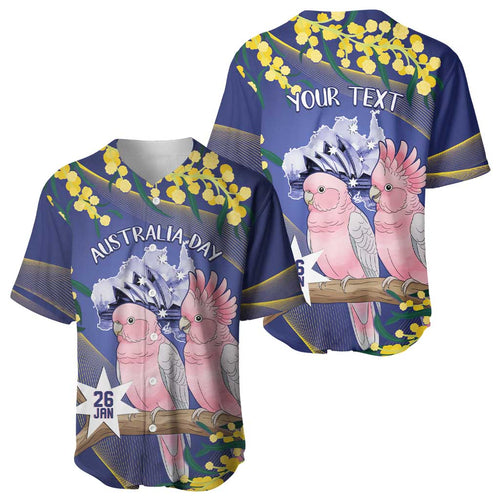 Personalised Pink Galah Australia Day Baseball Jersey 26th January Golden Wattle Flag Color - Aussie Hoodie