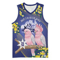 Personalised Pink Galah Australia Day Basketball Jersey 26th January Golden Wattle Flag Color - Aussie Hoodie