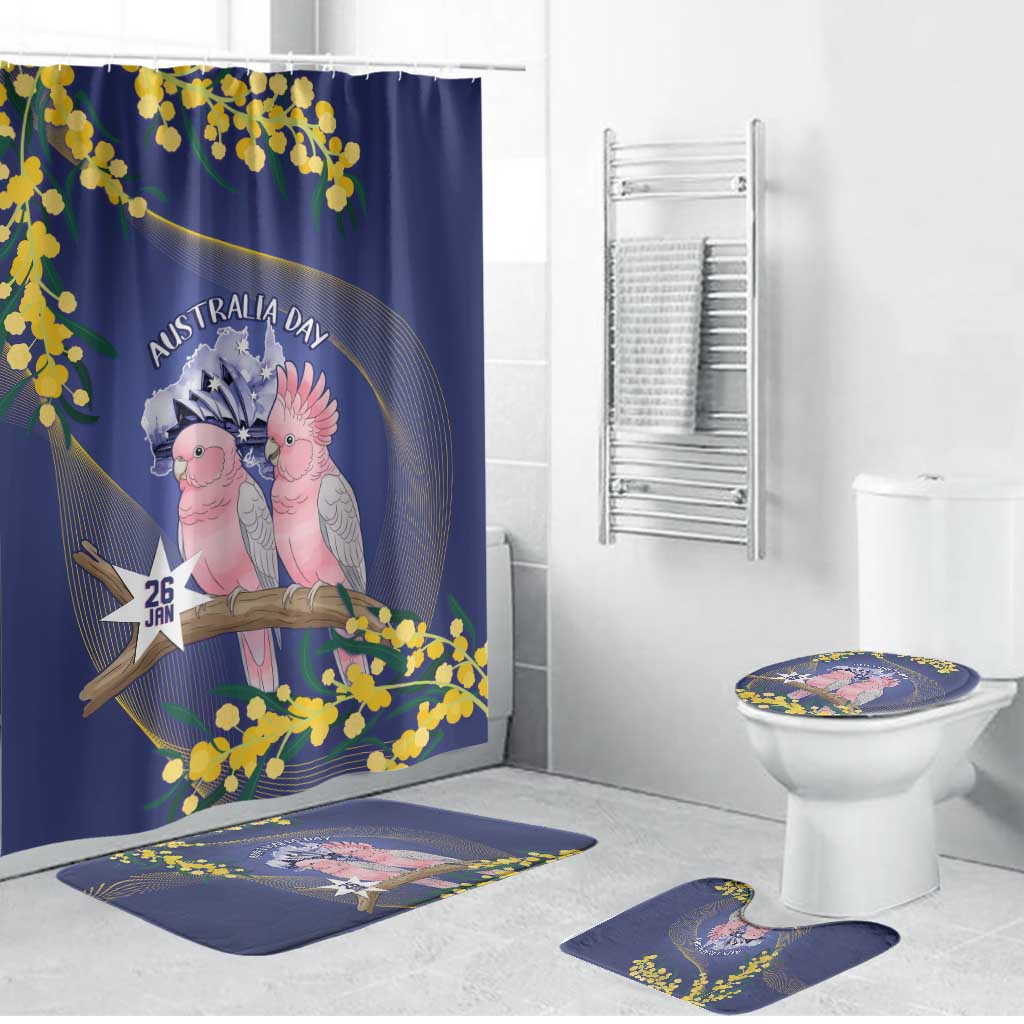 Pink Galah Australia Day Bathroom Set 26th January Golden Wattle Flag Color - Aussie Hoodie