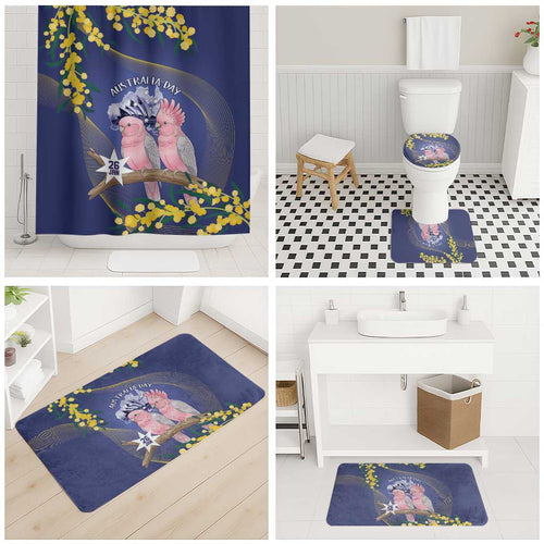 Pink Galah Australia Day Bathroom Set 26th January Golden Wattle Flag Color - Aussie Hoodie