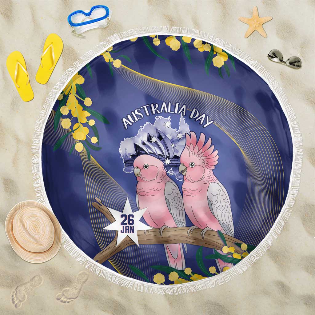 Pink Galah Australia Day Beach Blanket 26th January Golden Wattle Flag Color - Aussie Hoodie