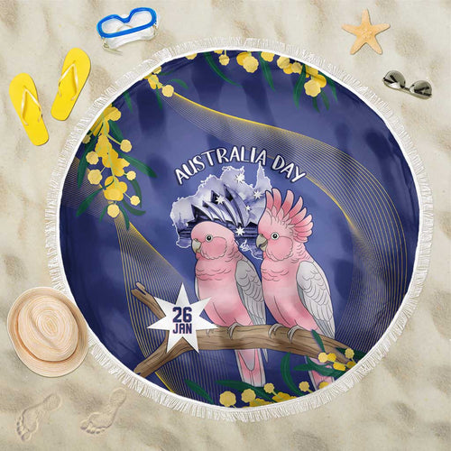 Pink Galah Australia Day Beach Blanket 26th January Golden Wattle Flag Color - Aussie Hoodie