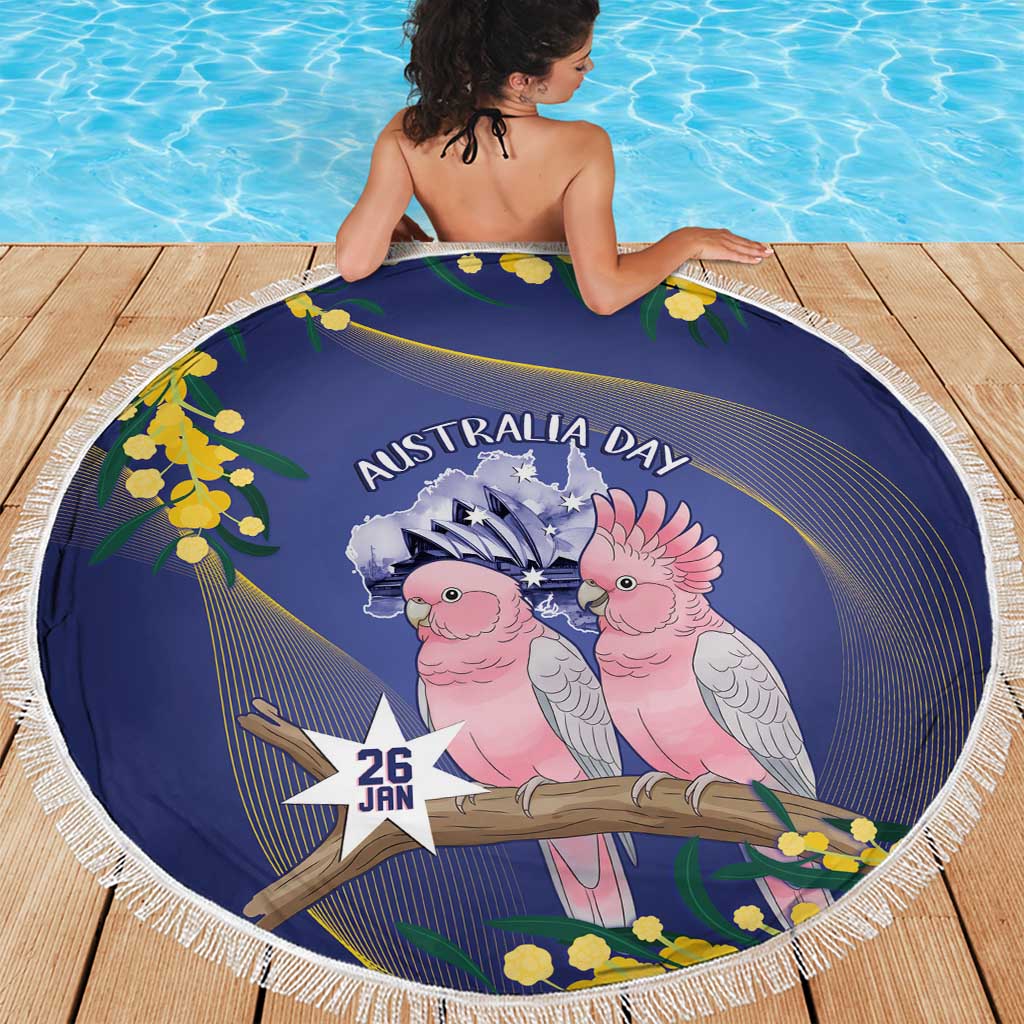 Pink Galah Australia Day Beach Blanket 26th January Golden Wattle Flag Color - Aussie Hoodie