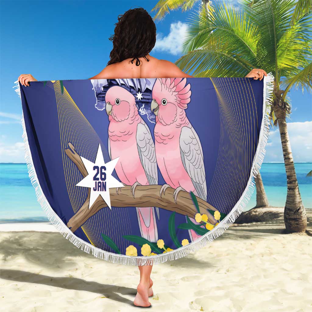Pink Galah Australia Day Beach Blanket 26th January Golden Wattle Flag Color - Aussie Hoodie