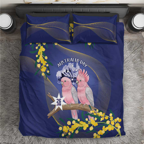 Pink Galah Australia Day Bedding Set 26th January Golden Wattle Flag Color - Aussie Hoodie