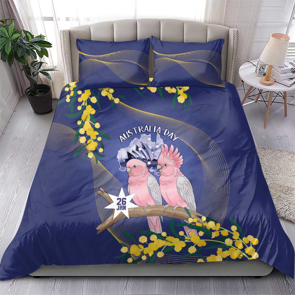 Pink Galah Australia Day Bedding Set 26th January Golden Wattle Flag Color - Aussie Hoodie