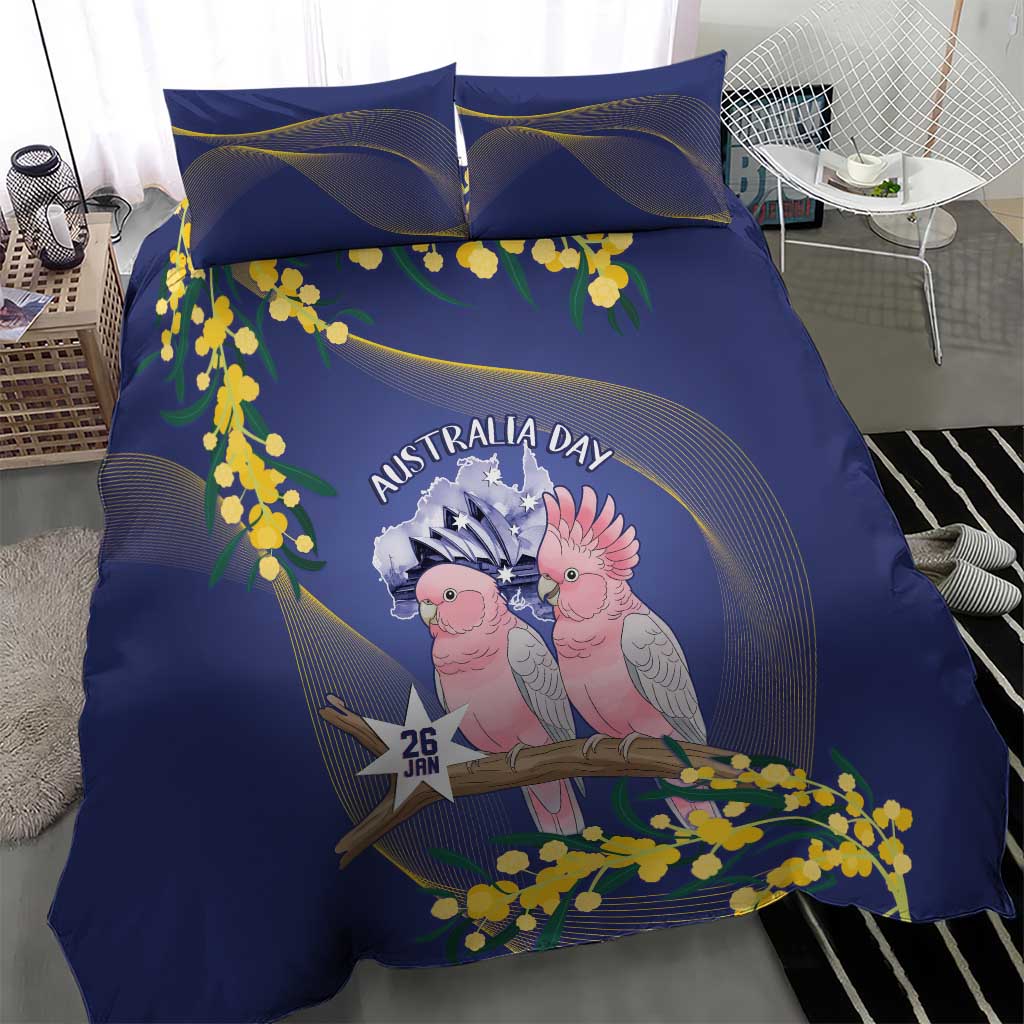Pink Galah Australia Day Bedding Set 26th January Golden Wattle Flag Color - Aussie Hoodie