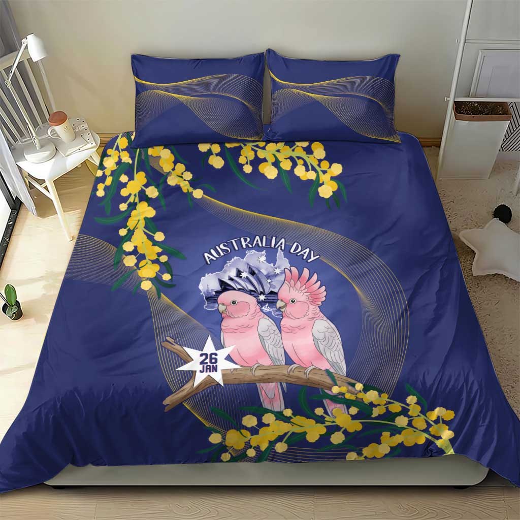 Pink Galah Australia Day Bedding Set 26th January Golden Wattle Flag Color - Aussie Hoodie