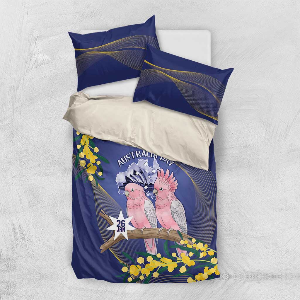 Pink Galah Australia Day Bedding Set 26th January Golden Wattle Flag Color - Aussie Hoodie