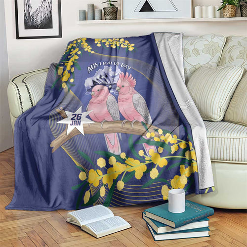 Pink Galah Australia Day Blanket 26th January Golden Wattle Flag Color - Aussie Hoodie