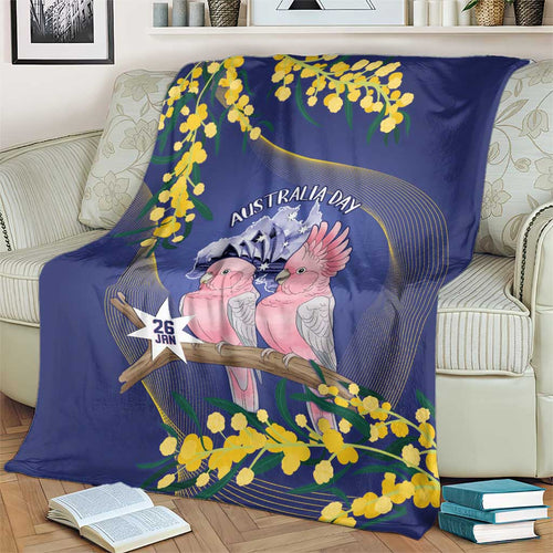 Pink Galah Australia Day Blanket 26th January Golden Wattle Flag Color - Aussie Hoodie