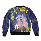 Personalised Pink Galah Australia Day Bomber Jacket 26th January Golden Wattle Flag Color - Aussie Hoodie