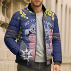 Personalised Pink Galah Australia Day Bomber Puffer Jacket 26th January Golden Wattle Flag Color - Aussie Hoodie