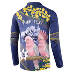 Personalised Pink Galah Australia Day Button Sweatshirt 26th January Golden Wattle Flag Color - Aussie Hoodie