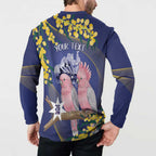 Personalised Pink Galah Australia Day Button Sweatshirt 26th January Golden Wattle Flag Color - Aussie Hoodie