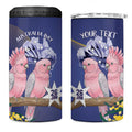 Personalised Pink Galah Australia Day 4 in 1 Can Cooler Tumbler 26th January Golden Wattle Flag Color - Aussie Hoodie