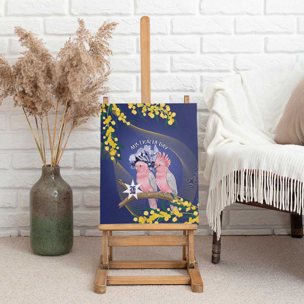 Pink Galah Australia Day Canvas Wall Art 26th January Golden Wattle Flag Color - Aussie Hoodie